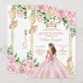 Zachte Blush Roze Kroon Prinses Meisje Quinceañera Kaart (Voorkant / Achterkant)