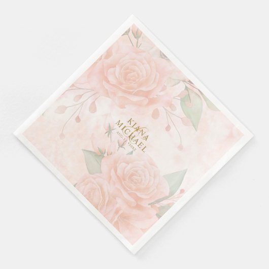 Zachte Blush-Rozen V1 ID828 Papierdiners Servet (Hoek)