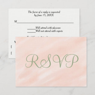 Zachte Blush Waterverf Saliegroen RSVP Kaartje