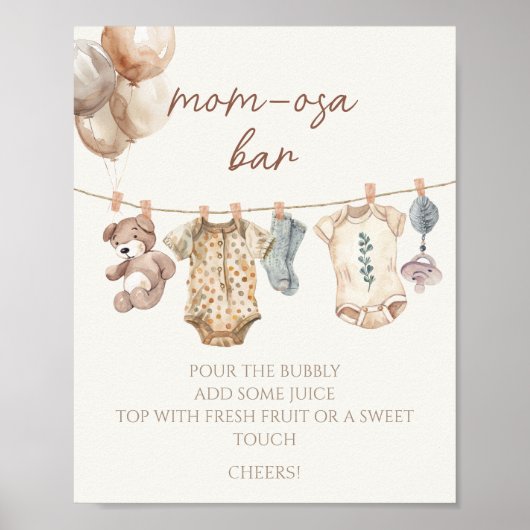 Zachte Boho Neutrale Babykleding Mom-osa Bar Poster (Voorkant)