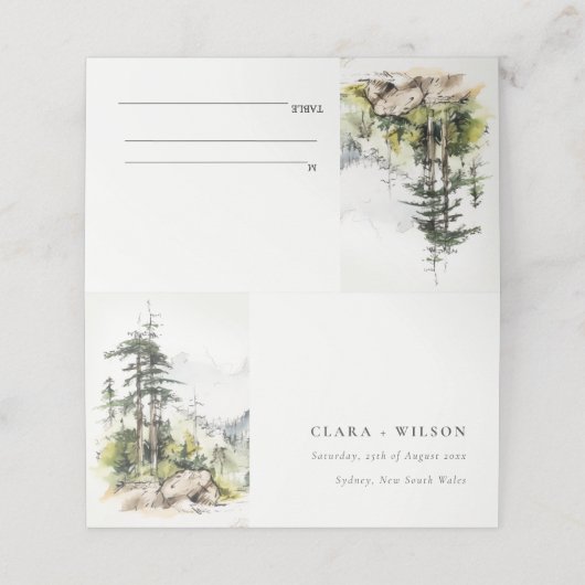 Zachte Bossen Berglandschap Schets Bruiloft (Buitenkant ongevouwen)