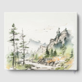 Zachte Bossen Berglandschap Schets Bruiloft Gastenboek (Achterkant)