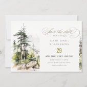Zachte Bossen Berglandschap Schets Bruiloft Save The Date (Voorkant)