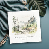 Zachte Bossen Berglandschap Schets Bruiloft Servet