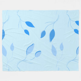 Zachte botanische blauwe bladpatroon fleece deken