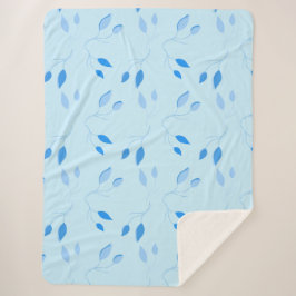 Zachte botanische blauwe bladpatroon Sherpa deken