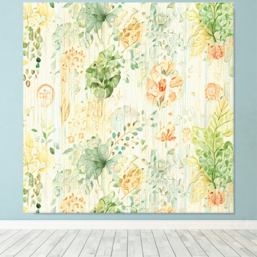 Zachte botanische droom canvas afdruk (Insitu (Houten vloer))