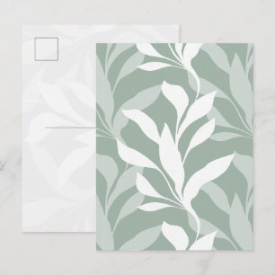 Zachte botanische saliegroene bladschikking in Gra Briefkaart