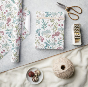 Zachte botanische wilde bloemen weide inpakpapier