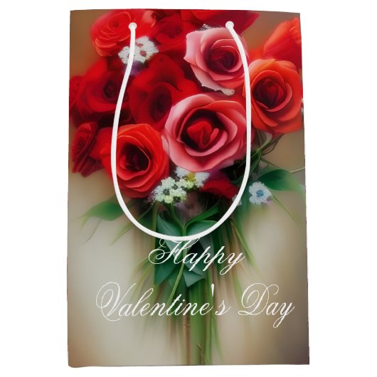 Zachte bouquet van de valentijn van rozen medium cadeauzakje (Voorkant)