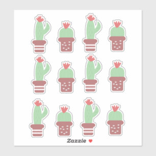 Zachte Cactus Cactussen Potplanten Set Sticker
