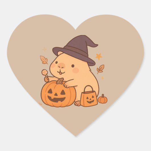 Zachte Capybara Pompoen Halloween Sticker (Voorkant)