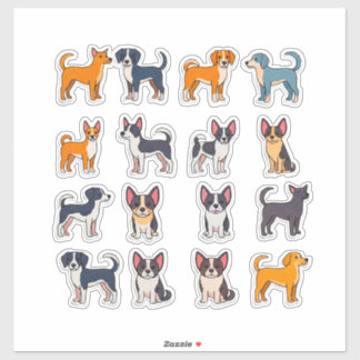 Zachte Cartoon Hond Sticker Set Met Helder Kleuren