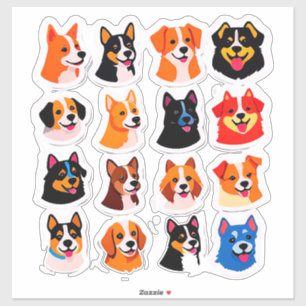 Zachte Cartoon Hond Sticker Set Met Helder Kleuren