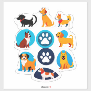 Zachte Cartoon Hond Sticker Set Met Helder Kleuren