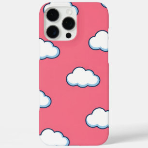 Zachte Cartoonwolk Patroon op Roze iPhone 16 Pro Max Hoesje