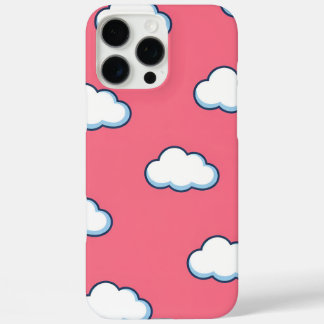 Zachte Cartoonwolk Patroon op Roze iPhone 16 Pro Max Hoesje