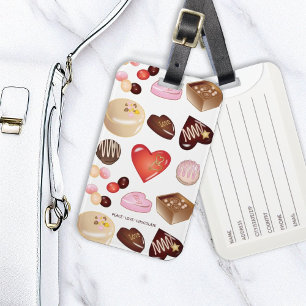 Zachte Chic Kleurrijk Chocolade Snoep Hart Patroon Bagagelabel