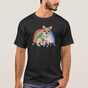 Zachte Corgi Gay Pride Lgbt Regenboogvlag Zonnebri T-shirt