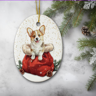 Zachte Corgi Puppy Hond Kerstcadeautas Keramisch Ornament