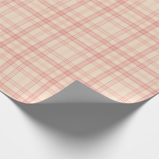 Zachte Crème en Blos Roze Geruit Cadeaupapier (Hoek)