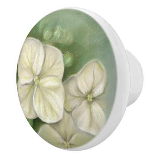 Zachte crème Witte pasta Hydrangea Floral Keramische Knop (Rechts)