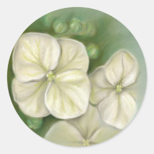 Zachte crème Witte pasta Hydrangea Floral Ronde Sticker