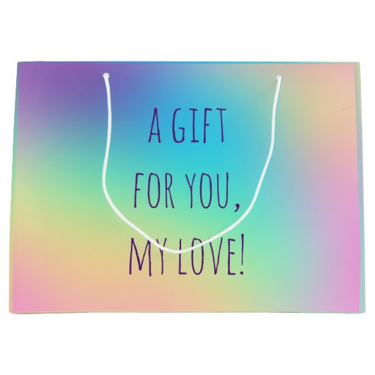 Zachte curmatische regenbooggradiënt groot cadeauzakje (Voorkant)