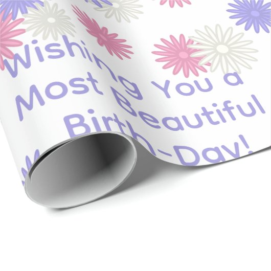 Zachte Daisy Bloemen Ontwerp Gepersonaliseerde Ver Cadeaupapier (Rol Hoek)