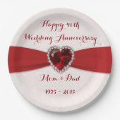 Zachte Damask 40th Wedding Jubileum Paper Bord (Voorkant)