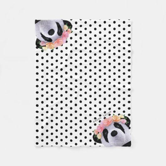 Zachte deken met schattige panda beer en polkadots (Voorkant)