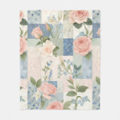 Zachte delicate bloemen roze en blauwe patchwork fleece deken (Voorkant)