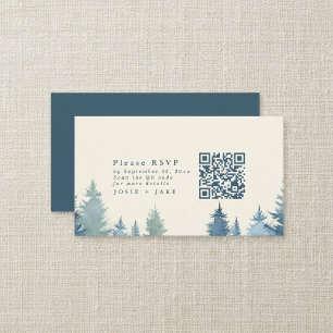 Zachte dennenbomen groen rsvp qr code informatiekaartje