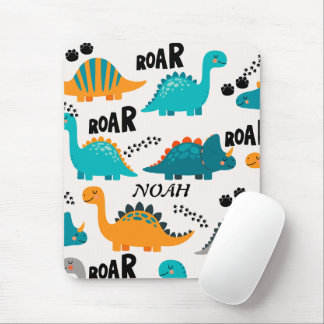 Zachte Dinosaurus Patroon Aangepaste Monogram Naam Muismat