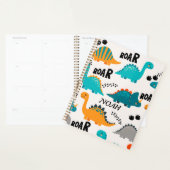Zachte Dinosaurus Patroon Aangepaste Monogram Naam Planner (Display)