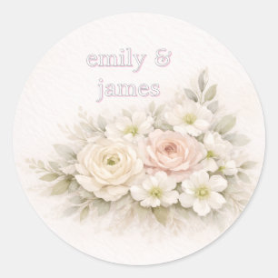 Zachte Editoriale Botanische Bruiloft Ronde Sticker