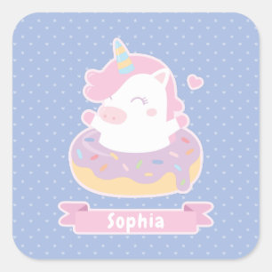 Zachte Eenhoorn in Donut Meisjesnaam Stickers