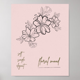 Zachte Eenvoudige Elegante Bloemige Sfeer Roze Pos Poster