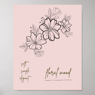 Zachte Eenvoudige Elegante Bloemige Sfeer Roze Pos Poster