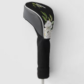 Zachte Elegante Witte Bloemen Aangepaste Monogram Golfheadcover (Schuin)