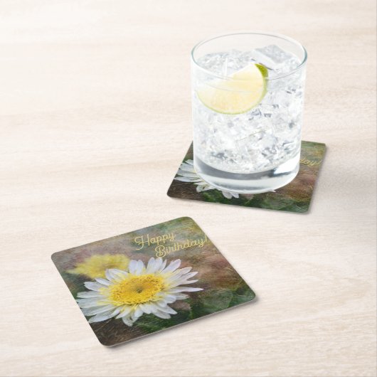 Zachte en droeve Daisy Birthday Square Onderzetter (Insitu)