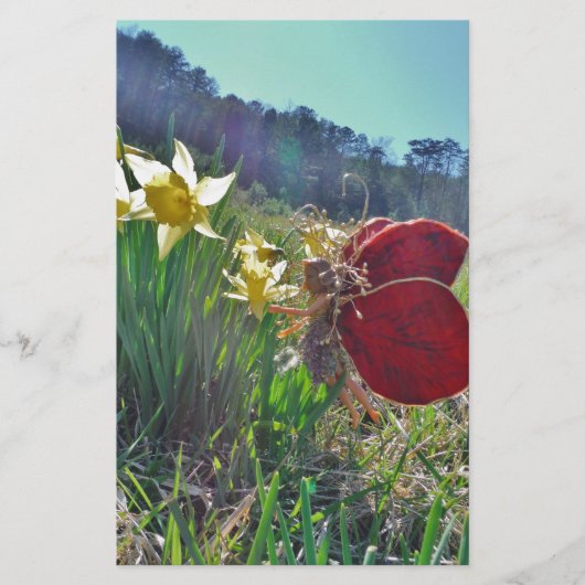 Zachte en gele bloemen briefpapier (Voorkant)