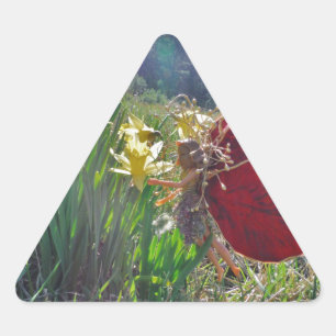 Zachte en gele bloemen driehoek sticker