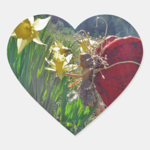 Zachte en gele bloemen hart sticker