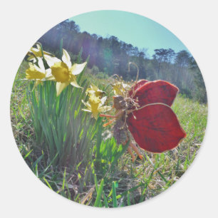 Zachte en gele bloemen ronde sticker
