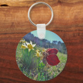 Zachte en gele bloemen sleutelhanger (Voorkant)
