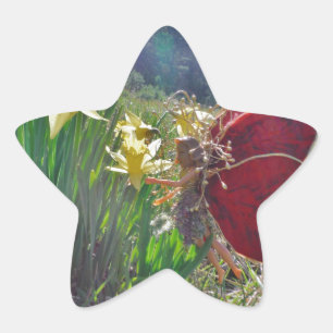 Zachte en gele bloemen ster sticker