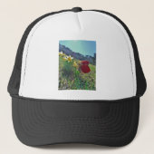Zachte en gele bloemen trucker pet (Voorkant)