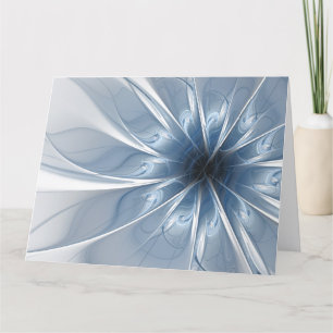 Zachte en gevoelige blauwe fractale fantasiebloem bedankkaart