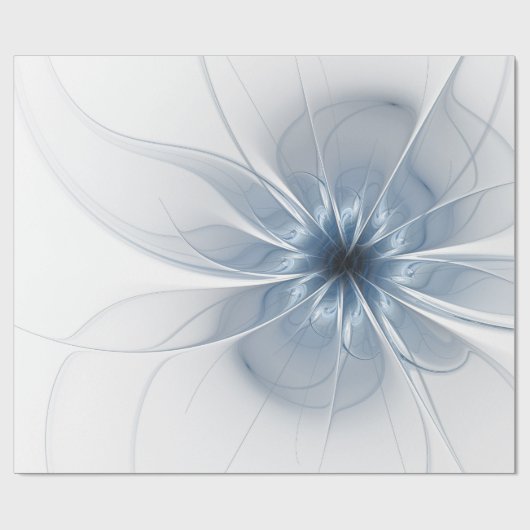 Zachte en gevoelige blauwe fractale fantasiebloem cadeaupapier (Vlak)